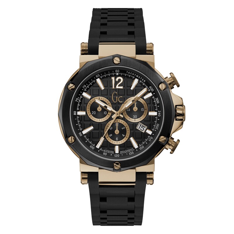 Gc Spirit Men's Black Silicone Strap Watch