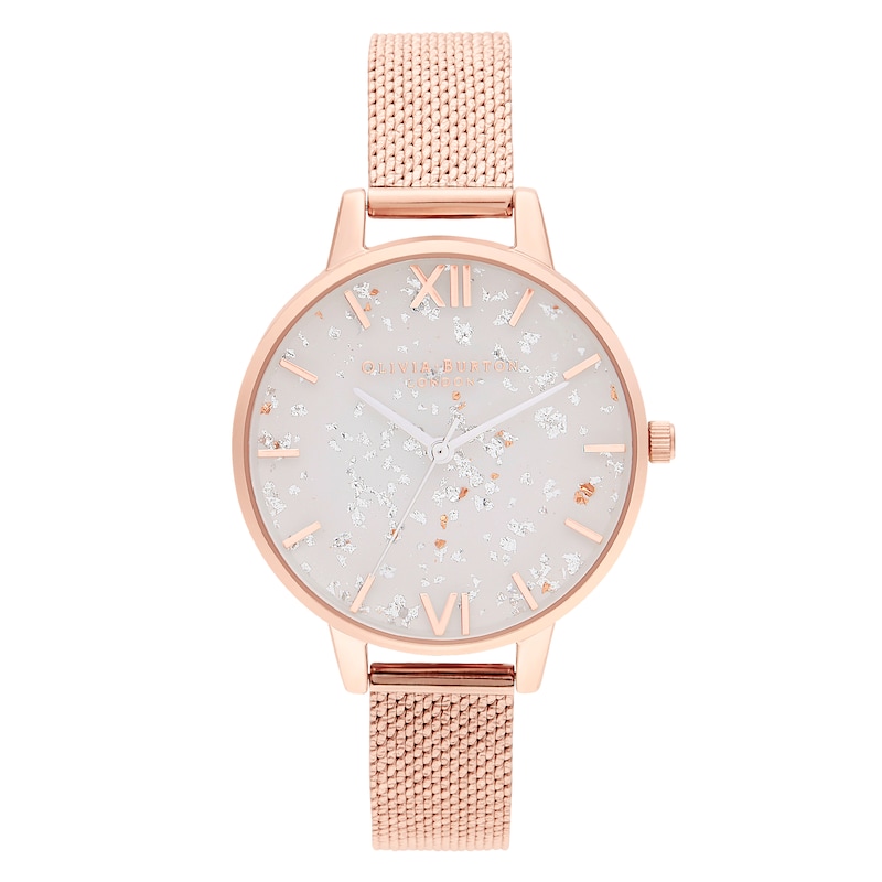 Olivia Burton Celestial Rose Gold-Tone Mesh Bracelet Watch