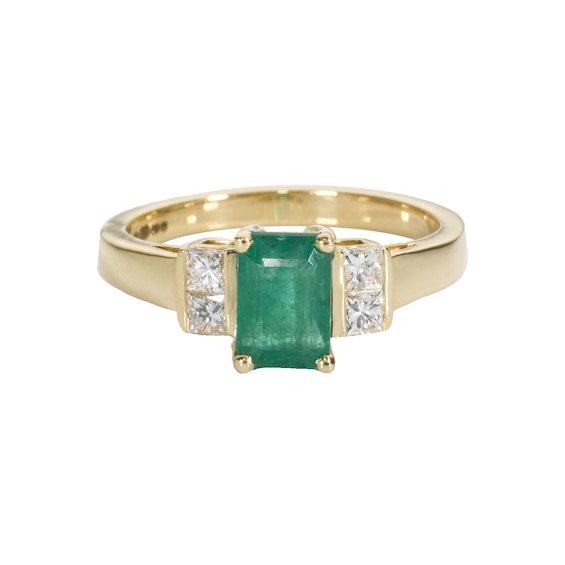 18ct Gold Emerald and 0.25ct Diamond Ring