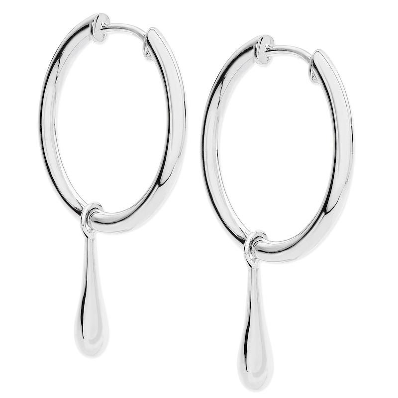 Lucy Quartermaine Sterling Silver Charm Drop Hoop Earrings