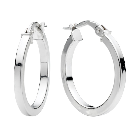 9ct White Gold 15mm Hoop Earrings