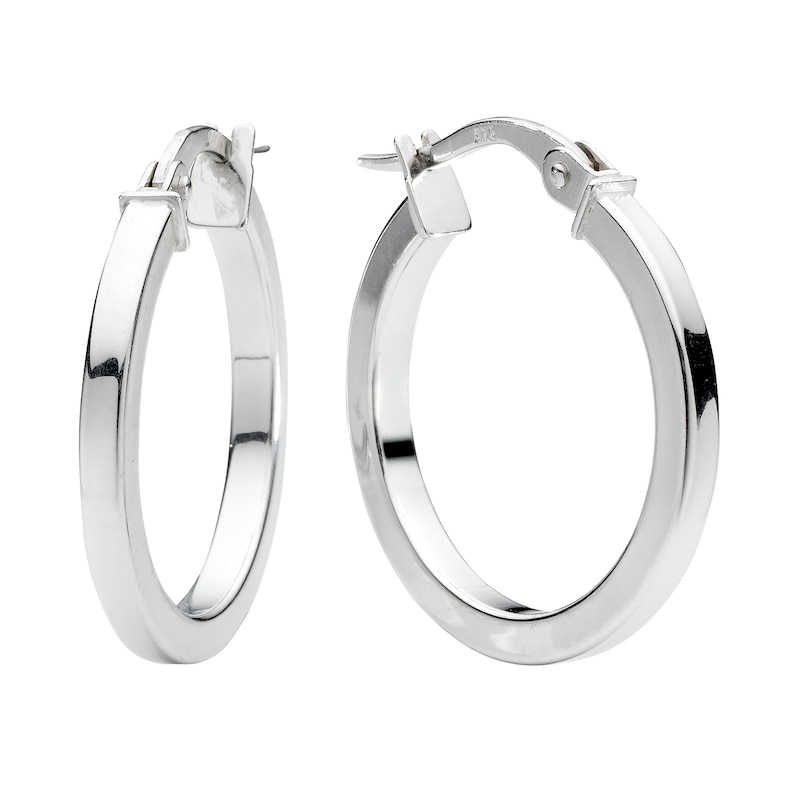 9ct White Gold 15mm Slim Hoop Earrings