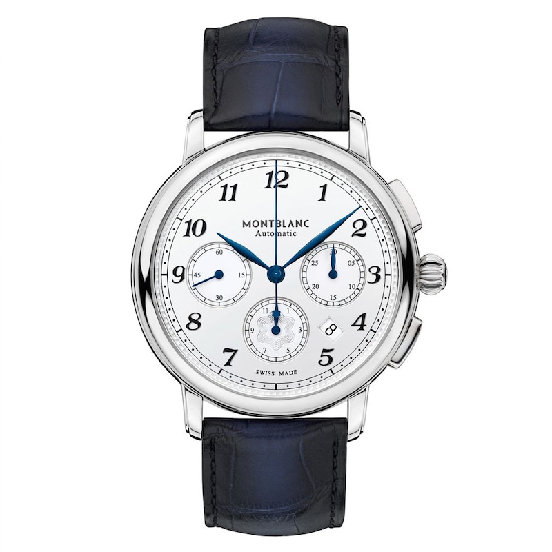 Montblanc Star Legacy Men's Chrono Dial Blue Leather Strap Watch