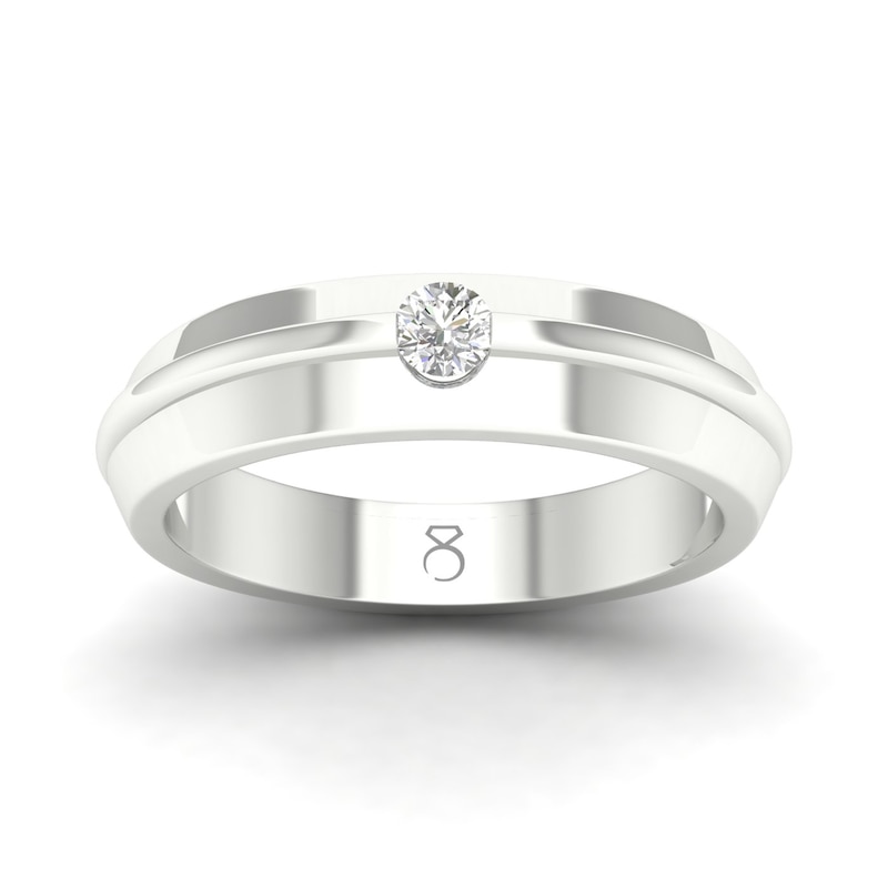 Main Image 1 of The Diamond Story 18ct White Gold 0.18ct Diamond Ridged Ring