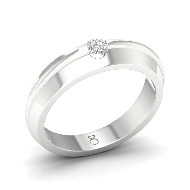 Main Image 2 of The Diamond Story 18ct White Gold 0.18ct Diamond Ridged Ring