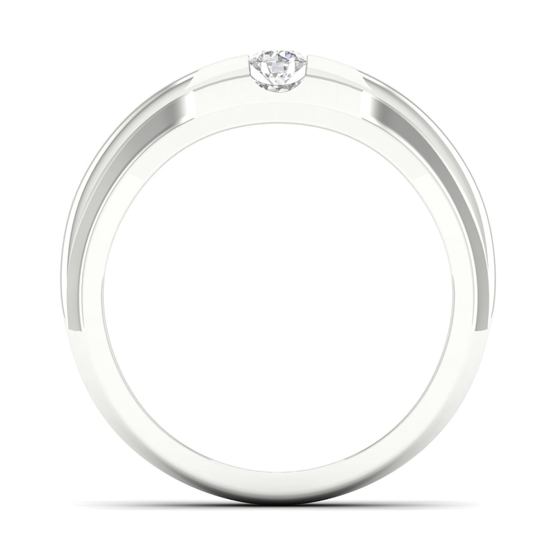 Main Image 3 of The Diamond Story 18ct White Gold 0.18ct Diamond Ridged Ring