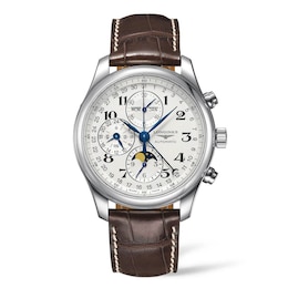 Longines Master Collection Chrono Brown Leather Strap Watch