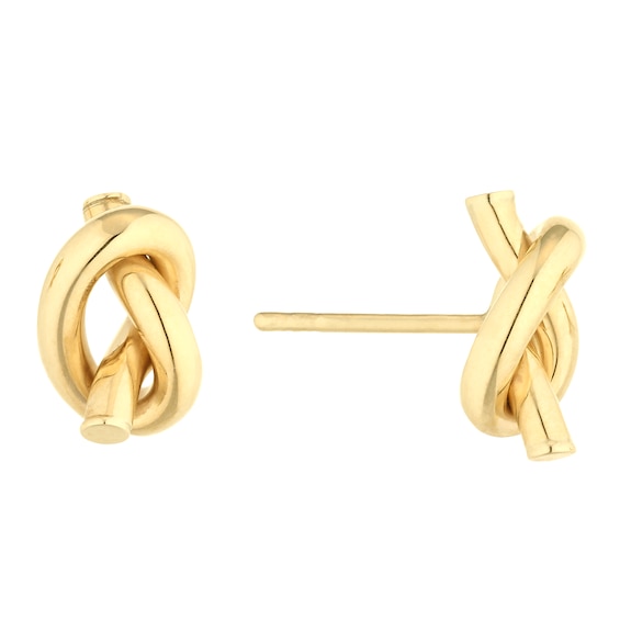 9ct Yellow Gold Hand Tied Knot Stud Earrings