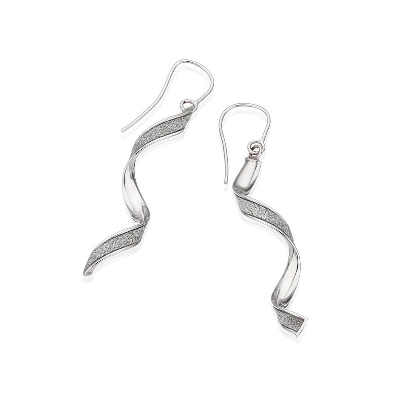 9ct White Gold Sparkling Twist Earrings