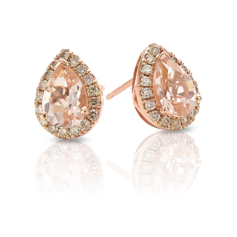 Le Vian 14ct Rose Gold 0.23ct Diamond & Morganite Earrings