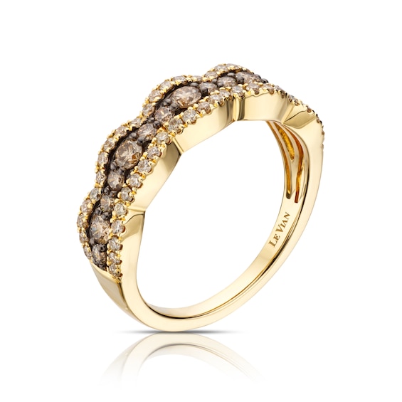 Women's Le Vian 14Ct Yellow Gold 0.80Ct Total Diamond Wave Ring