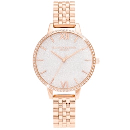 Olivia Burton Glitter Dial Rose Gold Tone Bracelet Watch