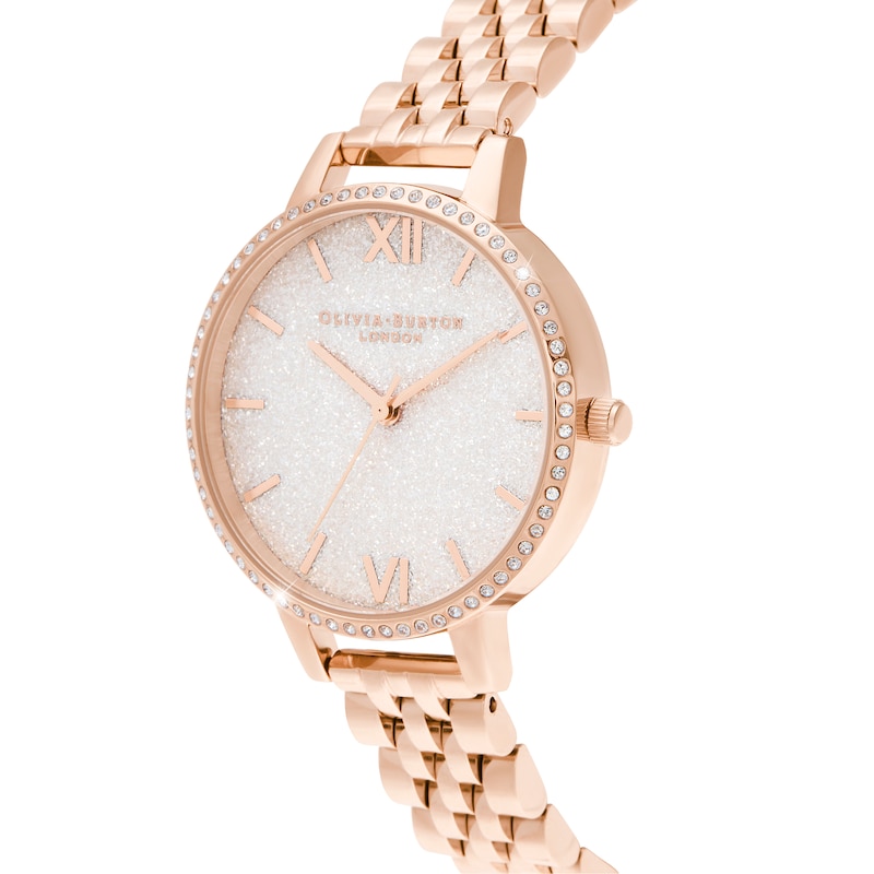 Olivia Burton Glitter Dial Rose Gold-Tone Bracelet Watch