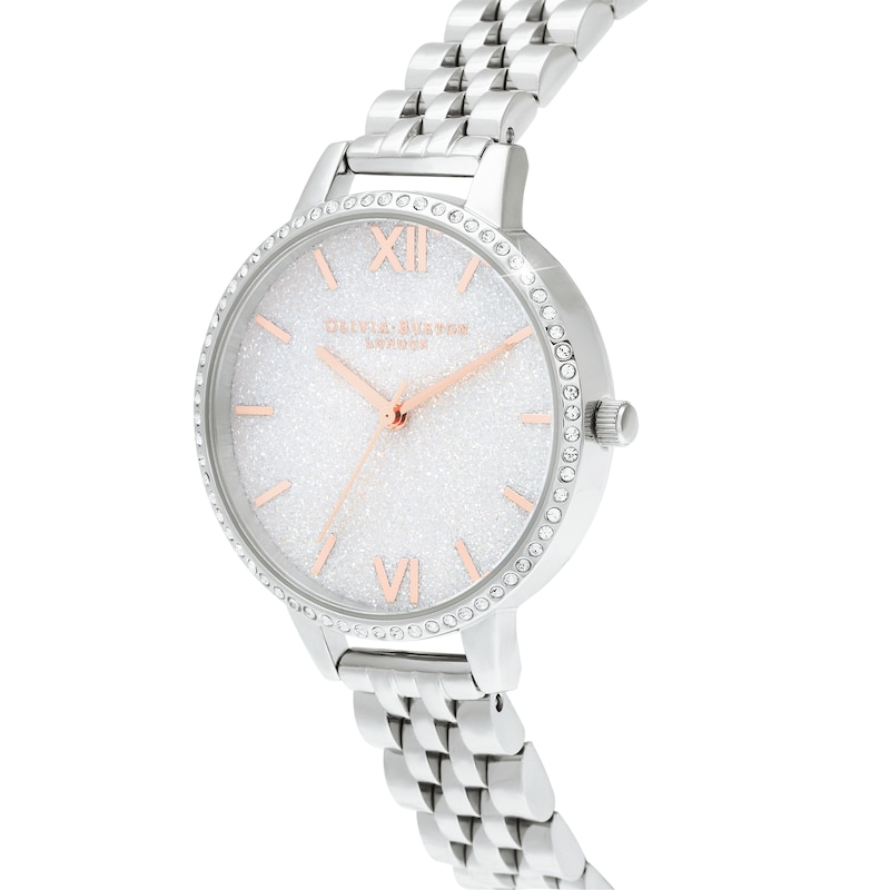 Olivia Burton Glitter Dial Stainless Steel Bracelet Watch