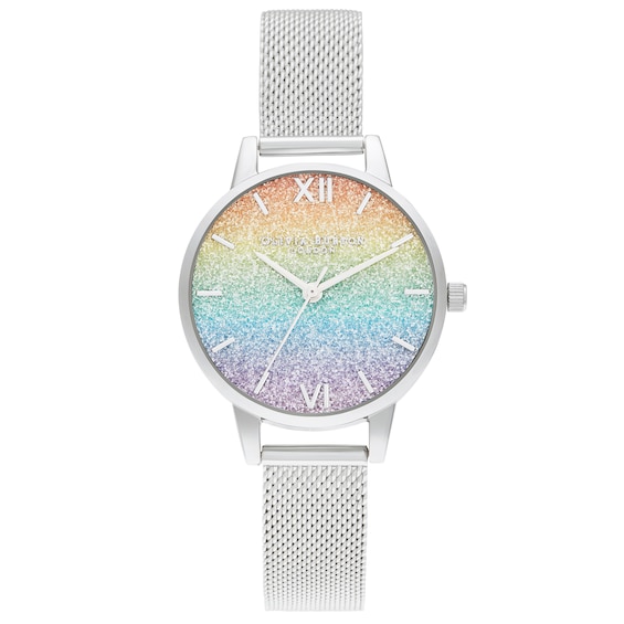 Olivia Burton Rainbow Glitter Dial Stainless Steel Watch