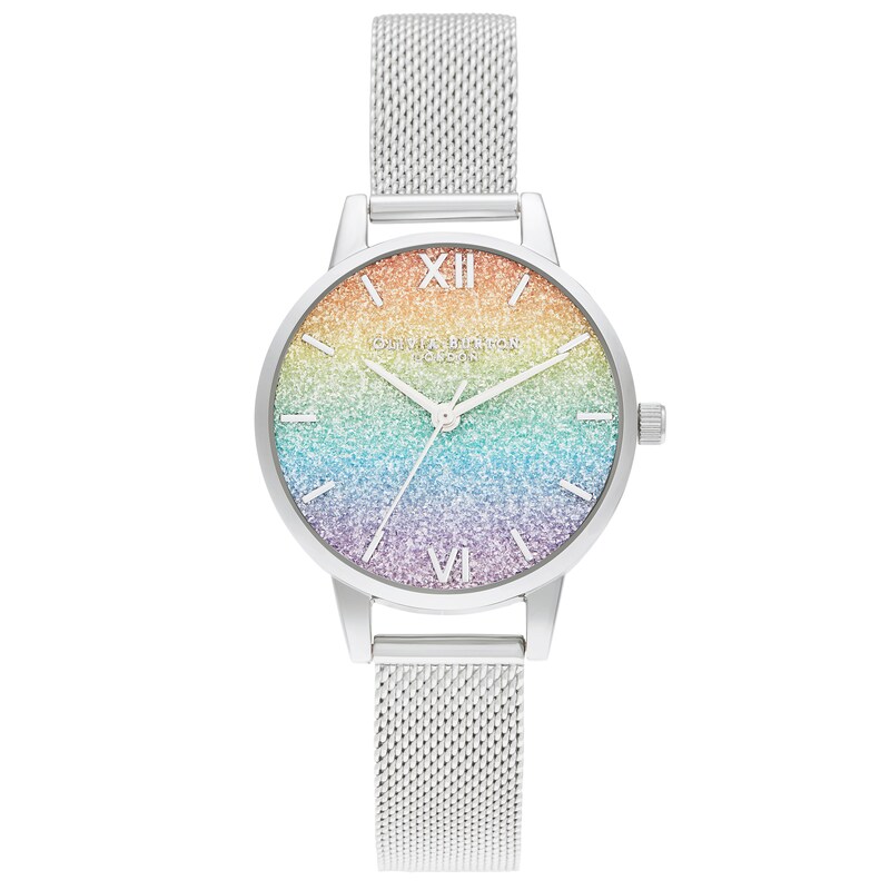 Olivia Burton Rainbow Glitter Dial Stainless Steel Watch