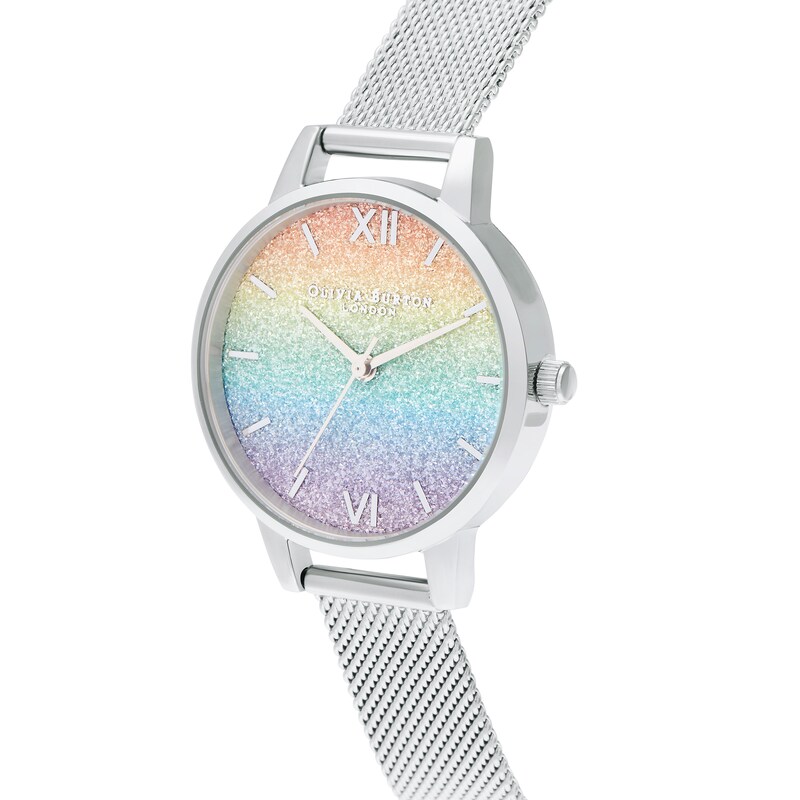 Olivia Burton Rainbow Glitter Dial Stainless Steel Watch