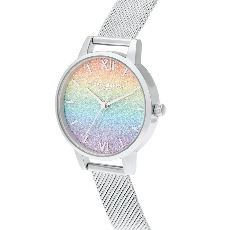 Olivia Burton Glitter Dial Rainbow Stainless Steel Watch