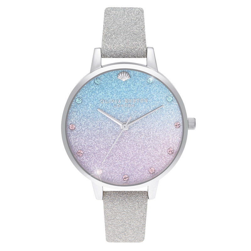 Olivia Burton Wishing Wave Silver Sparkle Strap Watch