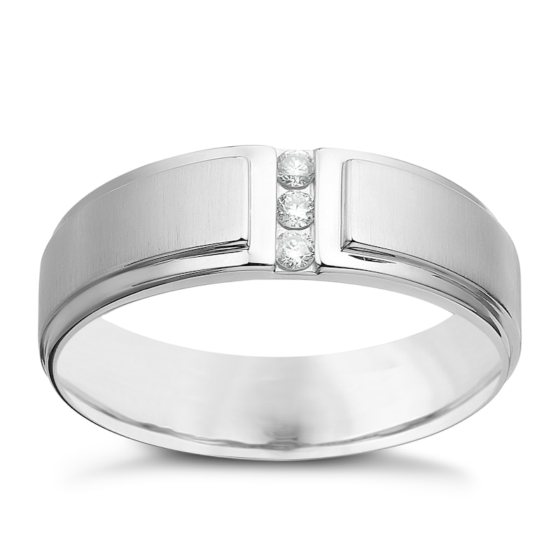 Men's 9ct White Gold 0.10ct Diamond Ring