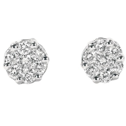 9ct White Gold 0.15ct Total Diamond Cluster Earrings