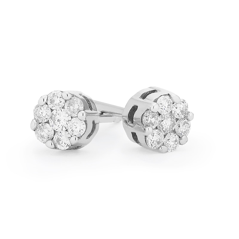 9ct White Gold 0.15ct Total Diamond Cluster Earrings