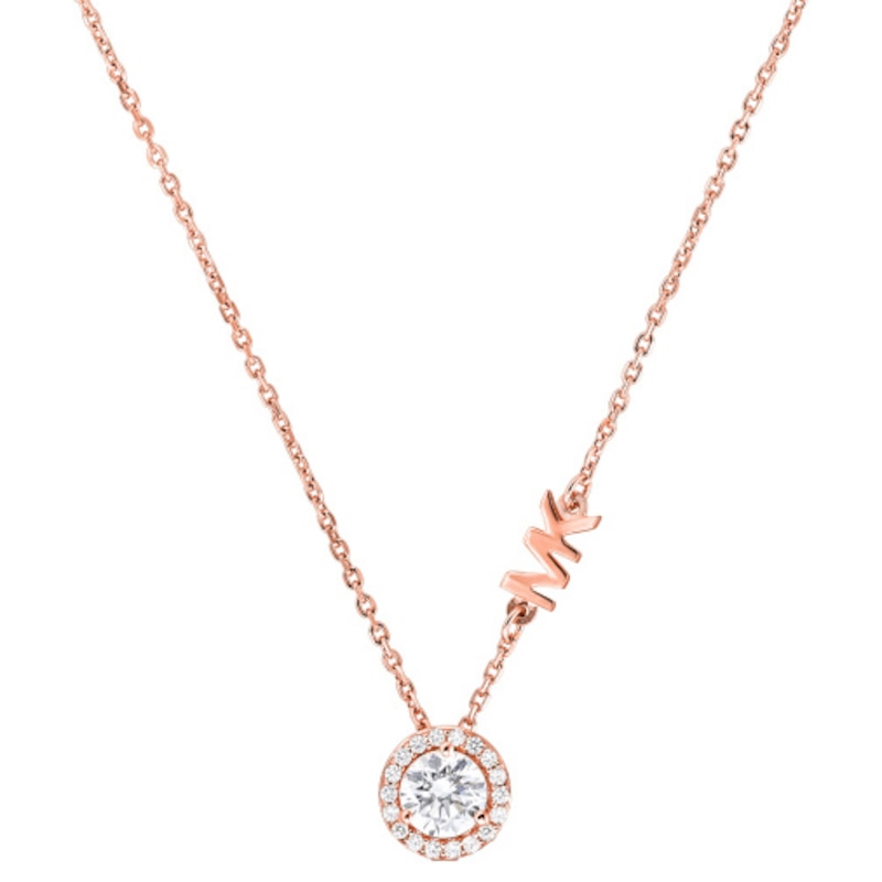 Michael Kors 14ct Rose Gold Plated Silver CZ Necklace