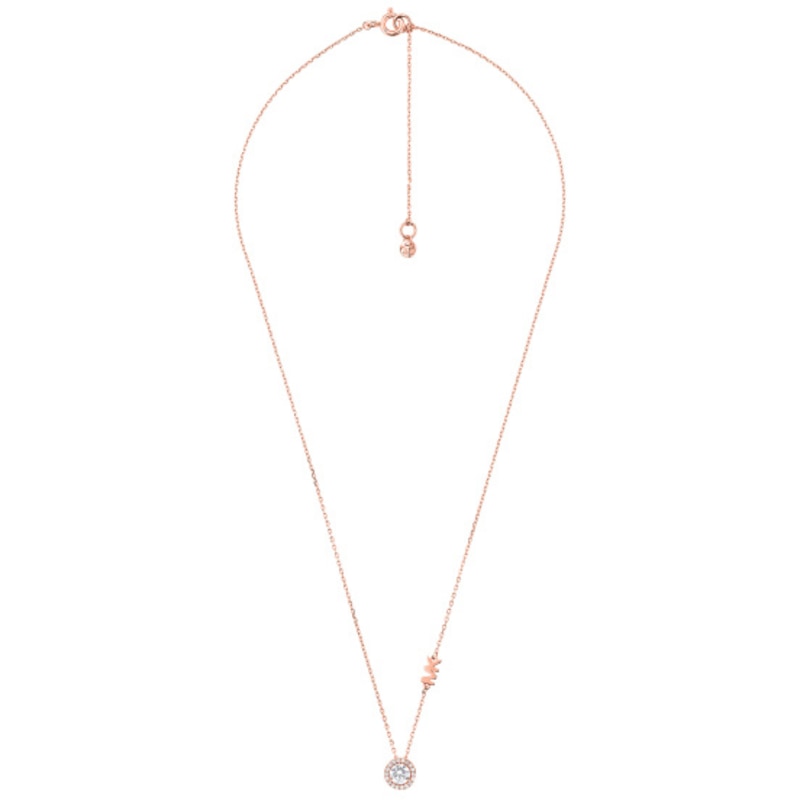 Michael Kors 14ct Rose Gold Plated Silver CZ Necklace