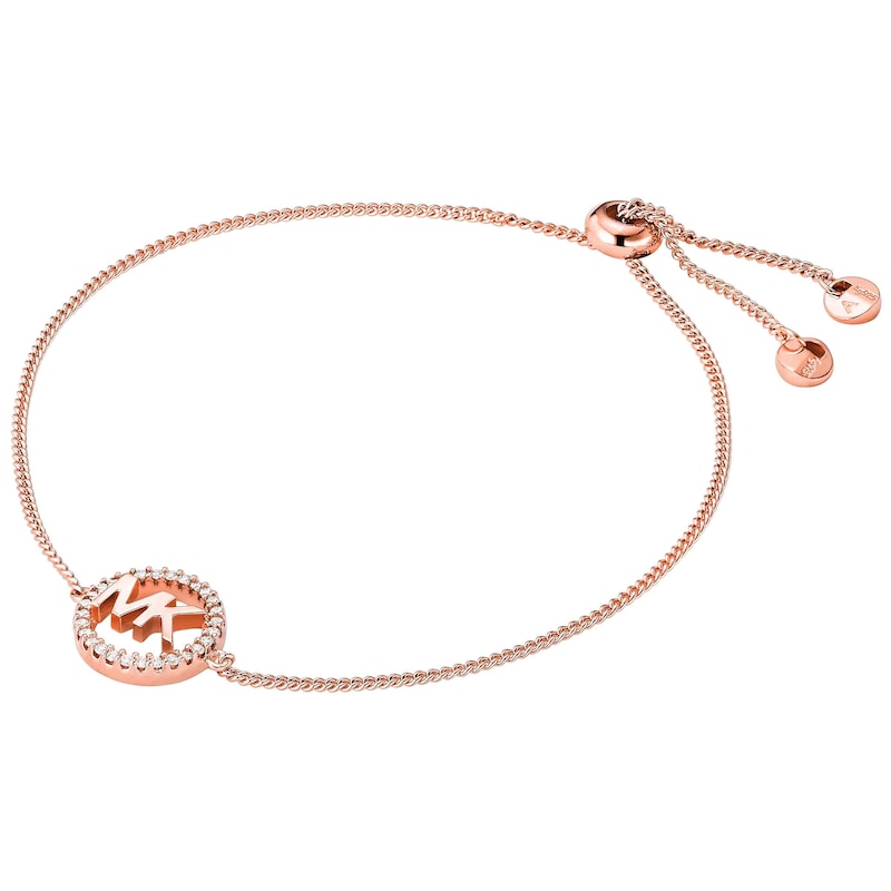 Main Image 1 of Michael Kors 14ct Rose Gold-Plated Silver 7" Logo Bracelet