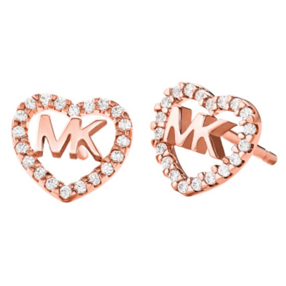 Michael Kors 14ct Rose Gold Plated Logo Stud Earrings