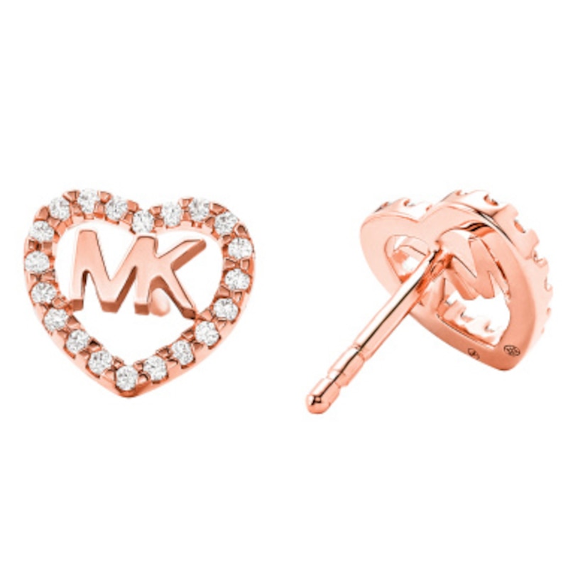 Michael Kors 14ct Rose Gold Plated Logo Stud Earrings