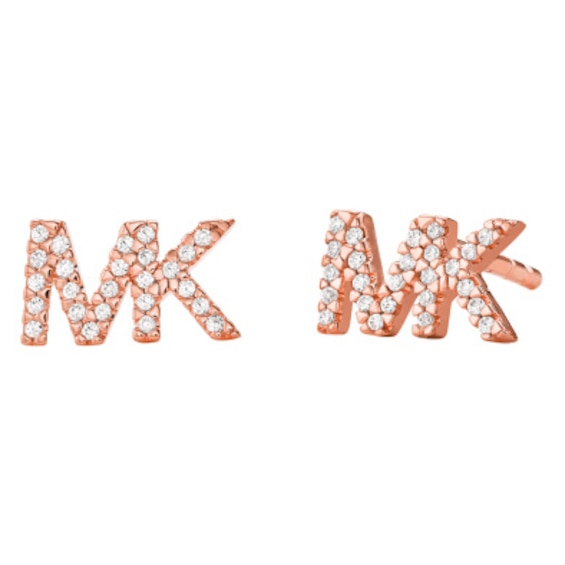 Michael Kors 14ct Rose Gold-Plated Silver Logo Stud Earrings