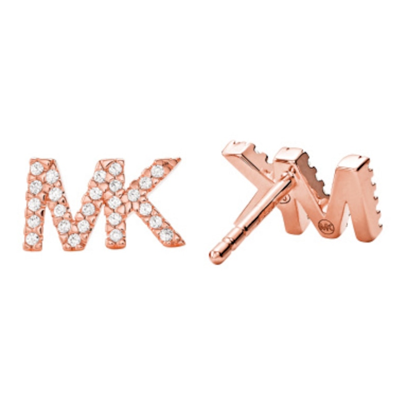 Michael Kors 14ct Rose Gold-Plated Silver Logo Stud Earrings