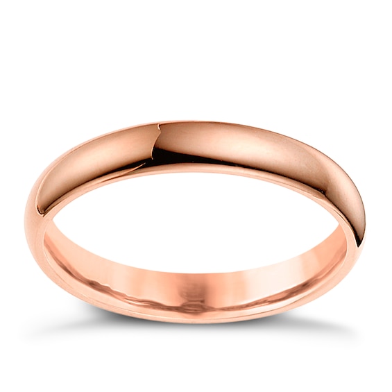 9ct Rose Gold 3mm Super Heavyweight Court Ring