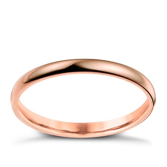 9ct Rose Gold 2mm Extra Heavyweight D Shape Ring