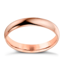 9ct Rose Gold 3mm Extra Heavyweight D Shape Ring