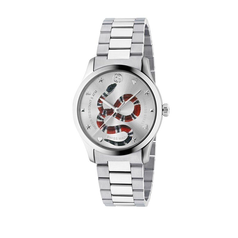 Gucci G-Timeless Snake Unisex Stainless Steel Bracelet Watch