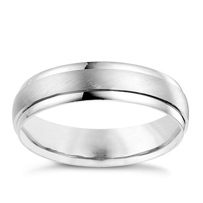 18ct White Gold 5mm Matt & Polish Ring