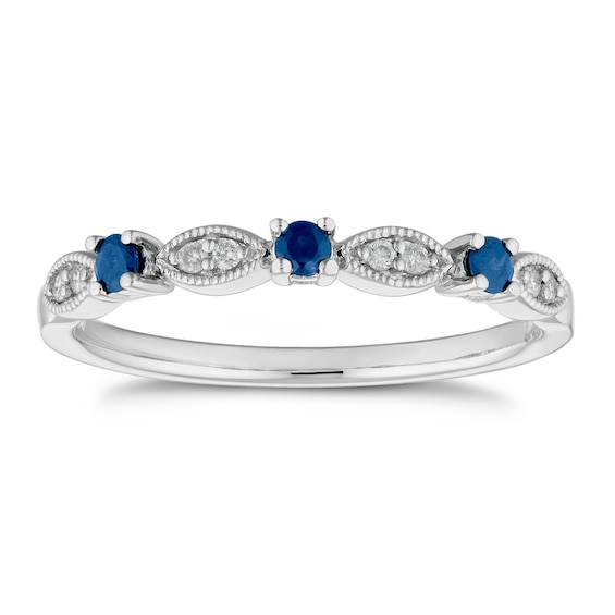 9ct White Gold Sapphire & Diamond Vintage Eternity Ring