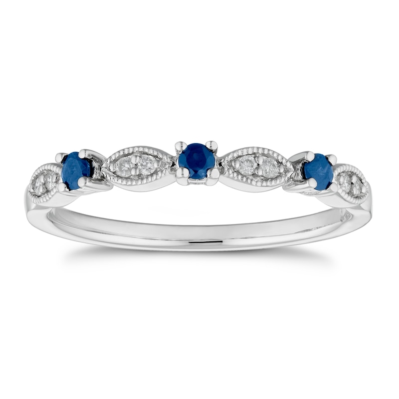 9ct White Gold Sapphire & Diamond Vintage Eternity Ring