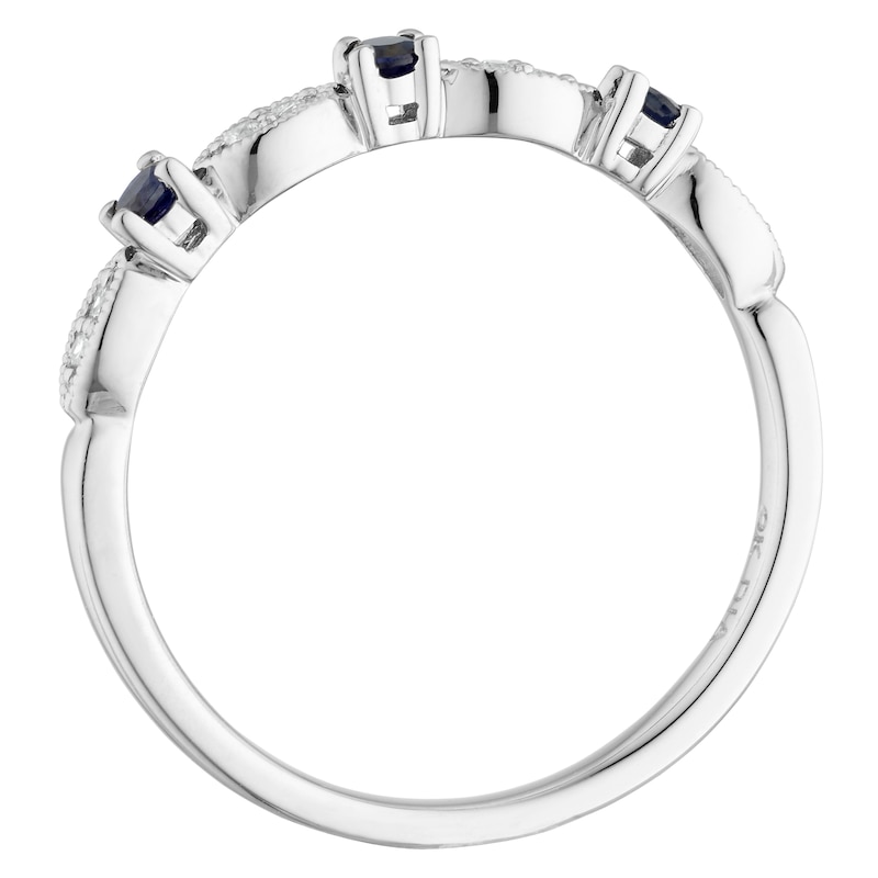9ct White Gold Sapphire & Diamond Vintage Eternity Ring