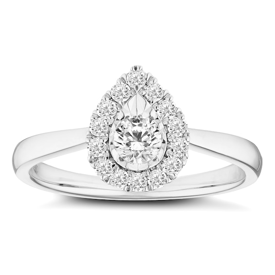 9ct White Gold 0.33ct Diamond Pear Shaped Halo Ring