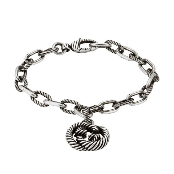 Gucci Interlocking Sterling Silver 7 Charm Bracelet