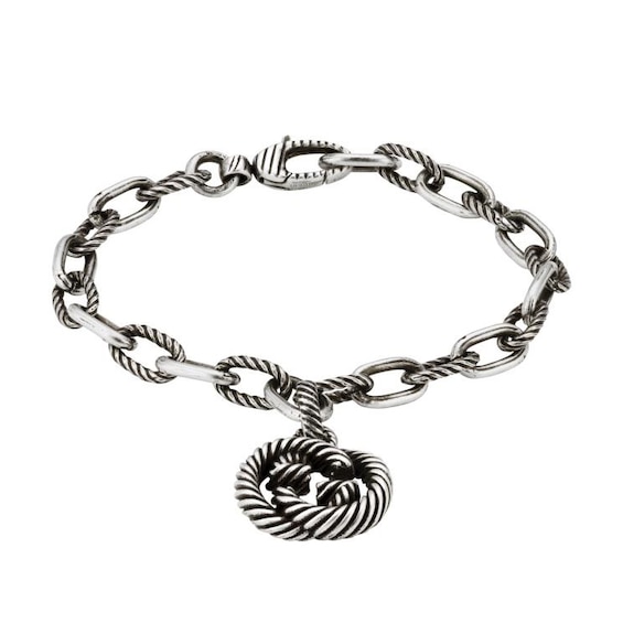 Gucci Interlocking G Sterling Silver Charm Bracelet