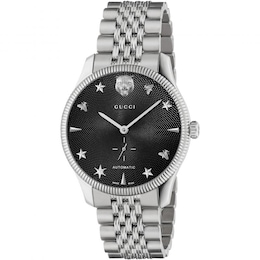 Gucci G-Timeless Black Dial & Stainless Steel Bracelet Watch