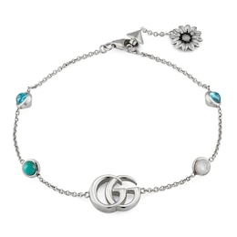 Gucci GG Marmont Mother Of Pearl Silver Bracelet