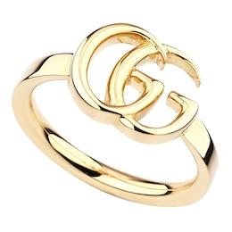 Gucci 18ct Yellow Gold Gg Logo M-N Ring