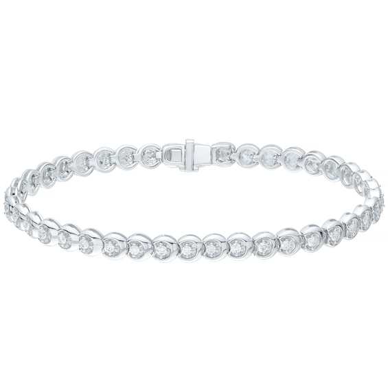 9ct White Gold 1ct Diamond Tennis Bracelet