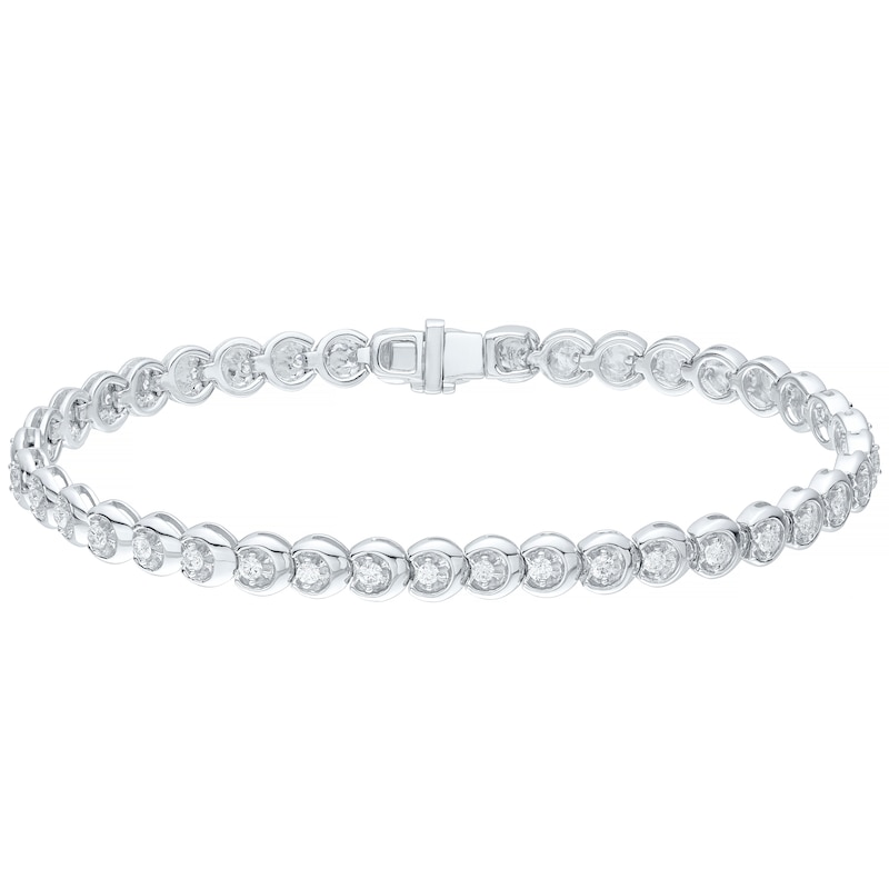 9ct White Gold 7 Inch 1ct Diamond Tennis Bracelet