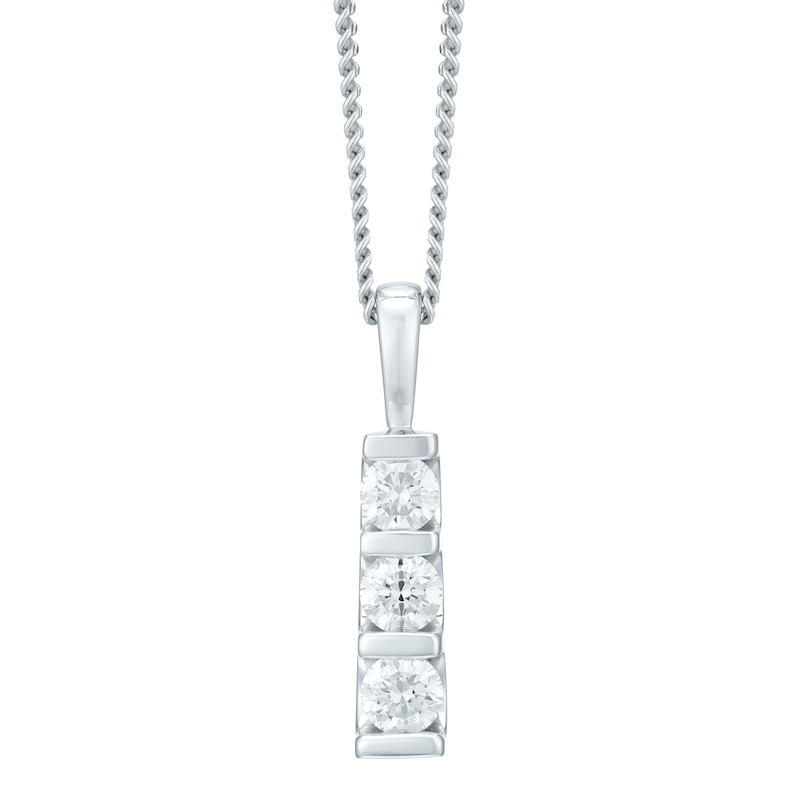 9ct White Gold Trilogy 0.50ct Total Diamond Pendant